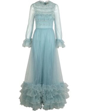 Valentino Garavani Sequin-Embellished Tulle Maxi Dress - Blue