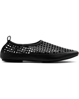 St. Agni Perforated Square-Toe Ballet Flats - Black