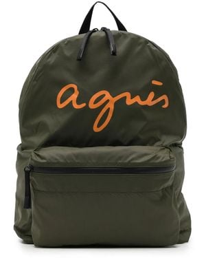 agnès b. Logo-Printed Backpack - Green