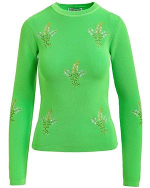 Essentiel Antwerp Pullover Mit Blumenstickerei - Grün