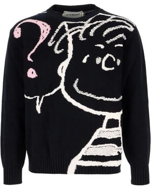 Iceberg X Peanuts Intarsien-Pullover - Schwarz