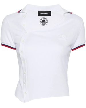 DSquared² Logo-Patch Asymmetric Polo Shirt - White