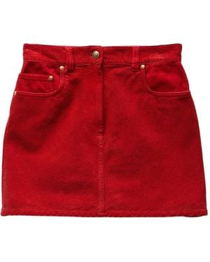 Versace Corduroy Velvet Mini Skirt - Red