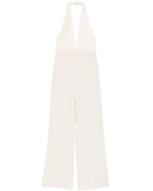 Patrizia Pepe Deep Neckline Crepe Jumpsuit - White
