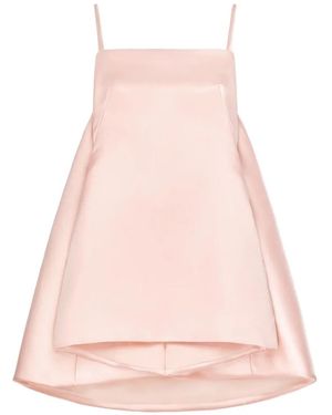 Givenchy Robe Courte Sliced En Satin Avec Cape - Rose