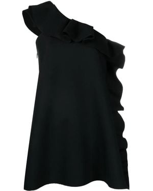 MSGM Ruffle-Trim Asymmetric Minidress - Black