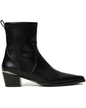 Twinset 50Mm Laminated-Panel Cowboy Boots - Black