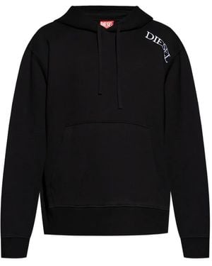 DIESEL Logo-Embroidered Hooded Sweatshirt - Black