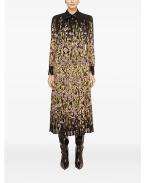 Nissa Pleated Printed Midi Dress - Natural