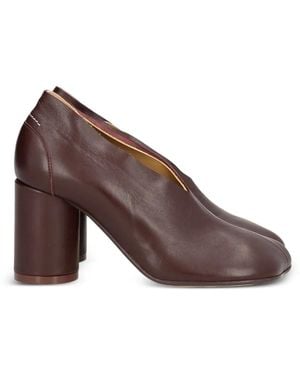MM6 by Maison Margiela Block-Heel Leather Court Shoes - Brown