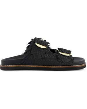 Gibaldi Slippers Tejidos Con Cierre De Hebilla - Negro