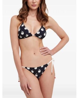 Kate Spade Apple-Print Triangle Bikini - Black