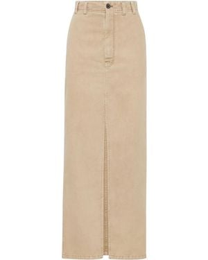 Brunello Cucinelli Cotton-Linen Chino Maxi Skirt - Natural
