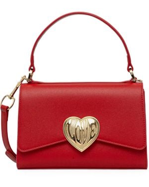 Love Moschino Heart-Plaque Top-Handle Tote Bag - Red