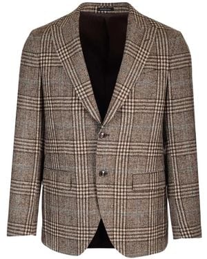 Al Duca d'Aosta Prince Of Wales Check Single-Breasted Jacket - Brown