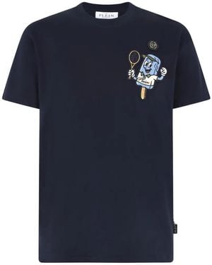 Philipp Plein Round Neck T-Shirt Gelato Monsters - Blue