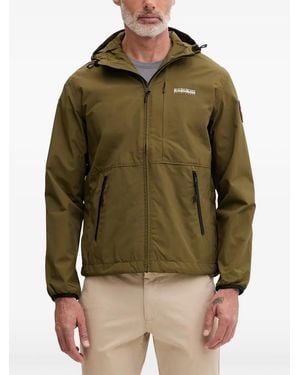 Napapijri Logo-Patch Hooded Jacket - Green