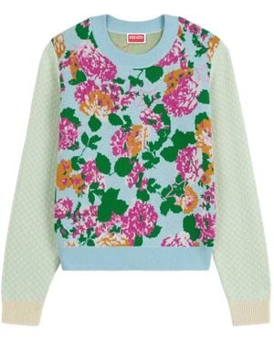 KENZO Pullover Mit Blumen-Print - Weiß