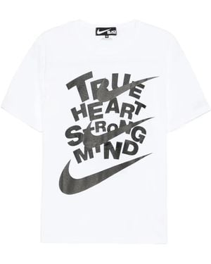 COMME DES GARÇON BLACK X Nike T-Shirt mit Slogan-Print - Weiß