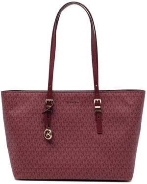 Michael Kors Große Quinn Signature Logo Tote Bag - Rot
