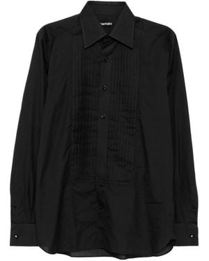 Tom Ford Cocktail-Voile Cotton Shirt - Black
