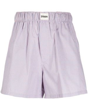 Natasha Zinko Gingham-Check Pattern Shorts - Purple