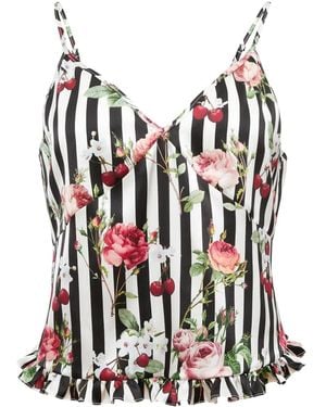 Fleur du Mal Gerüschtes Tanktop Mit Print - Weiß