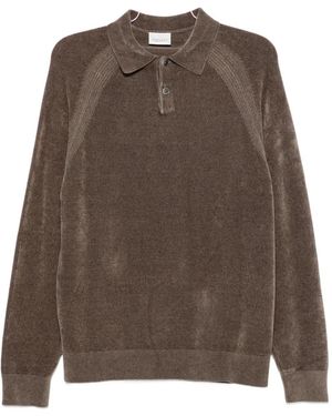 Profuomo Button-Fastening Long Sleeve Polo Shirt - Brown