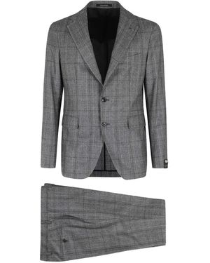 Tagliatore Check-Pattern Single-Breasted Suit - Grey