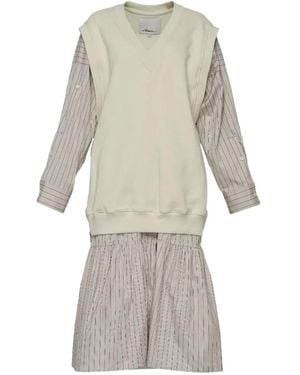 3.1 Phillip Lim Vest-Layered Pinstripe Dress - Natural
