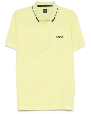 BOSS Logo-Embroidered Polo Shirt - Yellow
