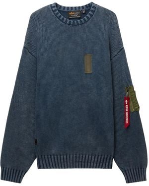 Alpha Industries Pocket-Patch Crew-Neck Jumper - Blue