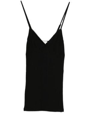 forte_forte Scalloped-Trim Top - Black
