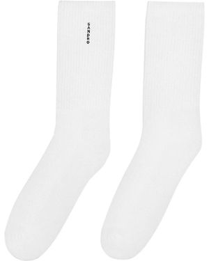 Sandro Logo-Embroidered Ribbed Socks - White