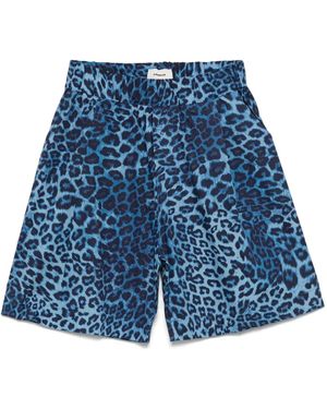 A PAPER KID Shorts Con Motivo Animalier - Blu