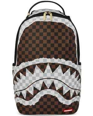 Sprayground Checked Shark-Motif Backpack - Black