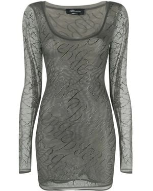 Blumarine Crystal-Embellished Tulle Minidress - Grey