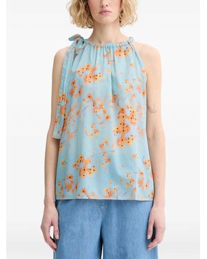 Marc O' Polo Floral-Print Tie-Fastening Top - Blue