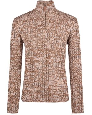 Tod's Ribbed Half-Zip Jumper - Brown