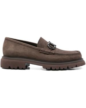 Ferragamo Gancini-Buckle Loafers - Brown