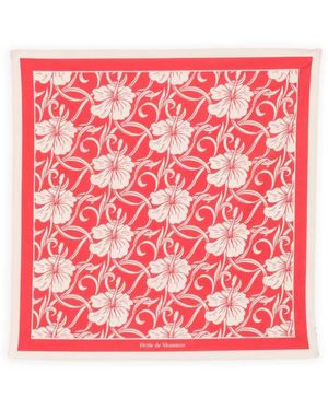 Drole de Monsieur Floral-Print Square Scarf - Red