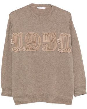 Max Mara Appliqué-Patch Sweater - Natur