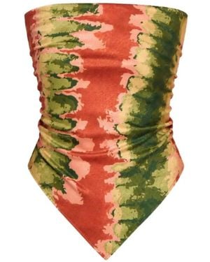 Diarrablu Abstract-Print Strapless Top - Orange