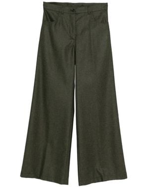 Aspesi Wide-Leg Wool Tailored Trousers - Green