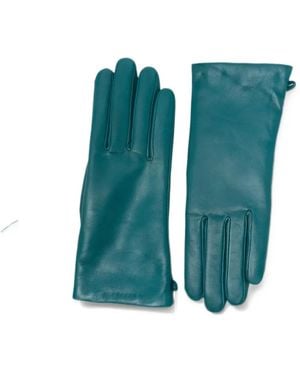 Agnelle Inès Leather Gloves - Blue