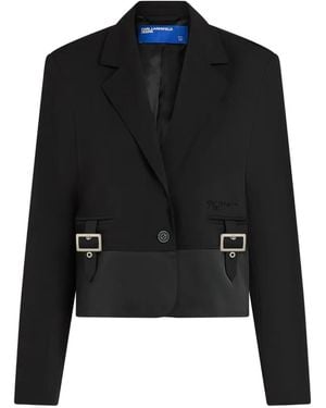 KARL LAGERFELD Buckle-Detail Cropped Blazer - Black
