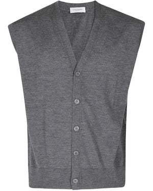 Paolo Pecora V-Neck Wool Cardigan - Gray