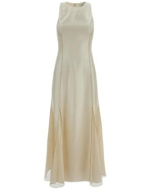 Loulou de Saison Iraka Mesh Panel A-Line Dress - White