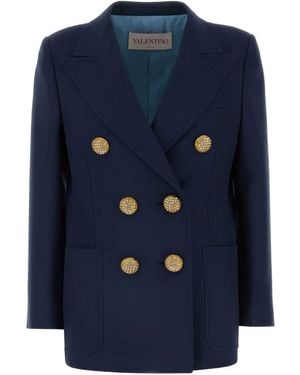 Valentino Garavani Crystal-Embellished Blazer - Blue
