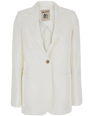 Semicouture Ebony Single-Breasted Blazer - White